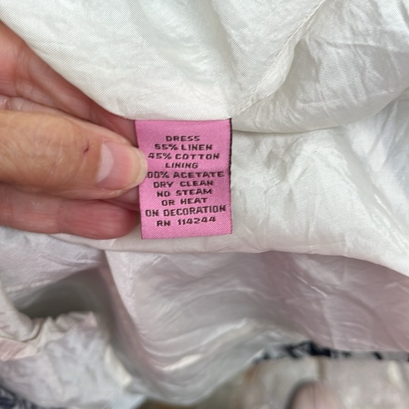 Eliza J navy/white linen dress 4 w pockets - Picture 5 of 7